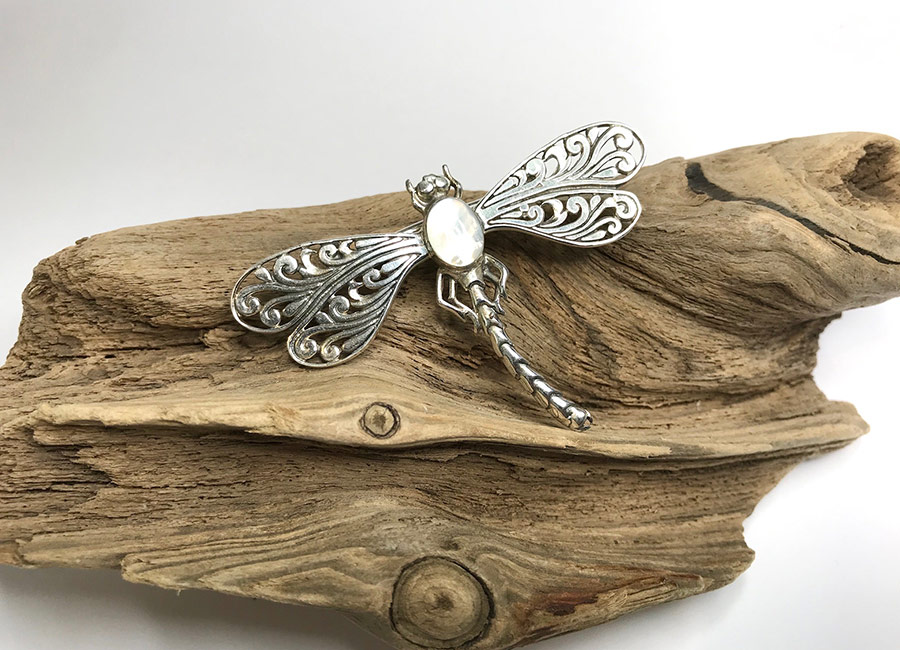 Mother of Pearl Silver Brooch